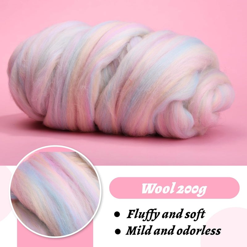 Yizzvb Wool Roving 7.02oz Colored Natural Needle Felting Wool Bulk for Spinning, Arm Knitting Blanket, Wet Felting, handcrafts, Yarn Roving for DIY Craft Materials - Image 3